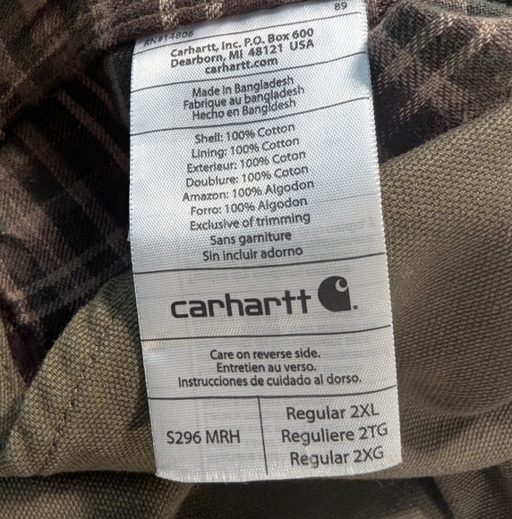 Carhartt Men's Brown Flannel Lined Shirt Jacket Shacket Size 2XL - Picture 8 of 9